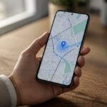Téléphone Samsung Galaxy affichant une carte de localisation pour SmartThings Find en 2026