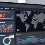 Cuadro de mandos de Scamalytics IP fraud score que muestra el análisis de riesgos
